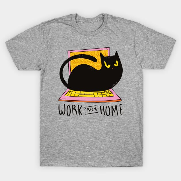 Work From Home And Love Your Cat T-Shirt by Delicious Design